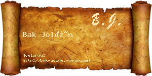 Bak Jolán névjegykártya